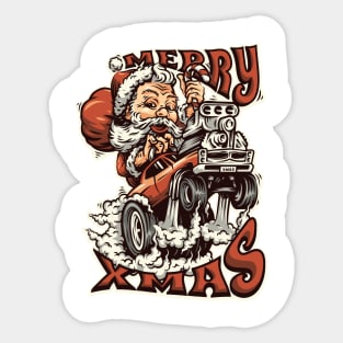 Hot Rod Santa Sticker